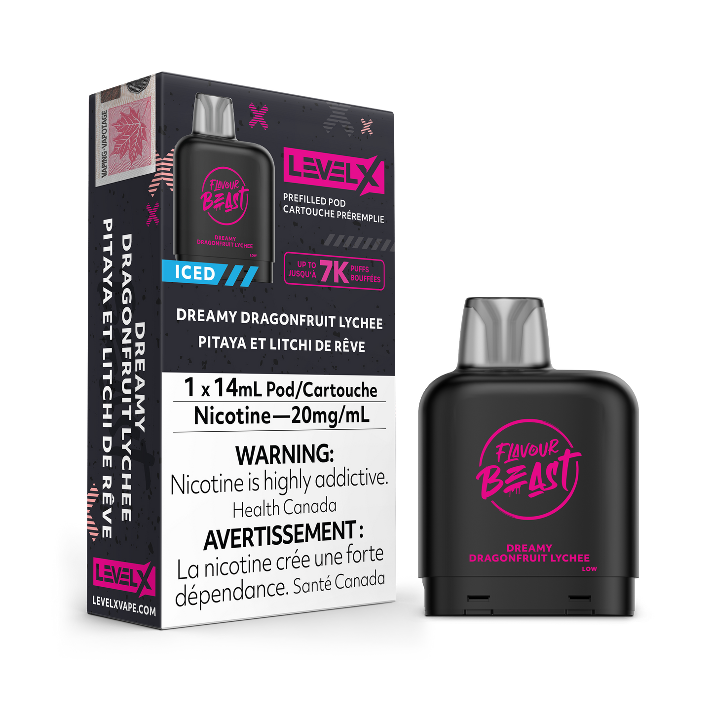 Flavor Beast Level X 7000 Pod - Extended Vaping Pleasure - Dragonfruit-Lychee