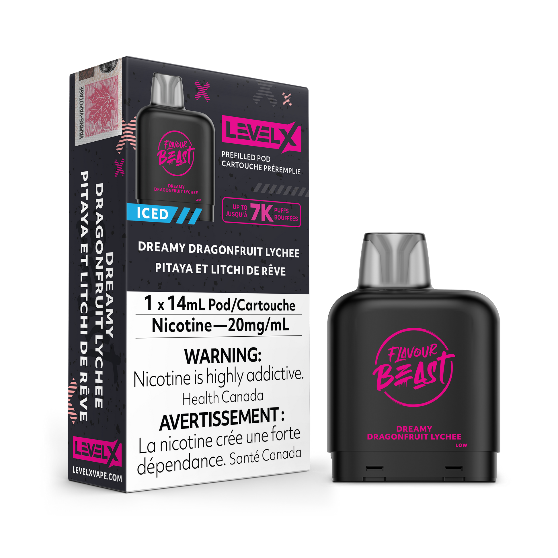 Flavor Beast Level X 7000 Pod - Extended Vaping Pleasure - Dragonfruit-Lychee