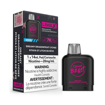 Flavor Beast Level X 7000 Pod - Extended Vaping Pleasure - Dragonfruit-Lychee