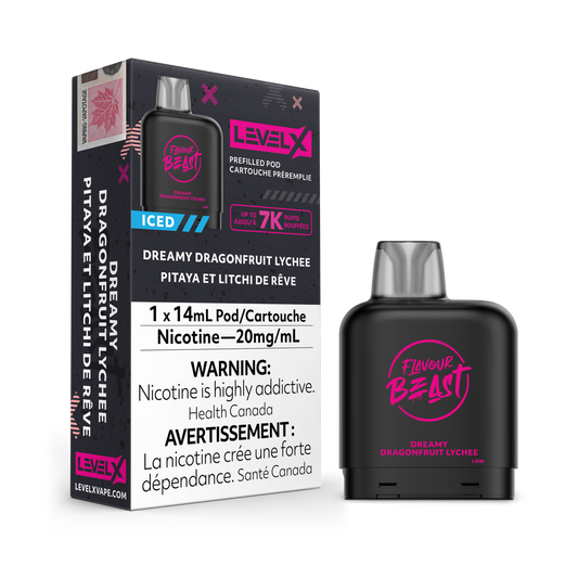 Flavor Beast Level X 7000 Pod - Extended Vaping Pleasure - Dragonfruit-Lychee